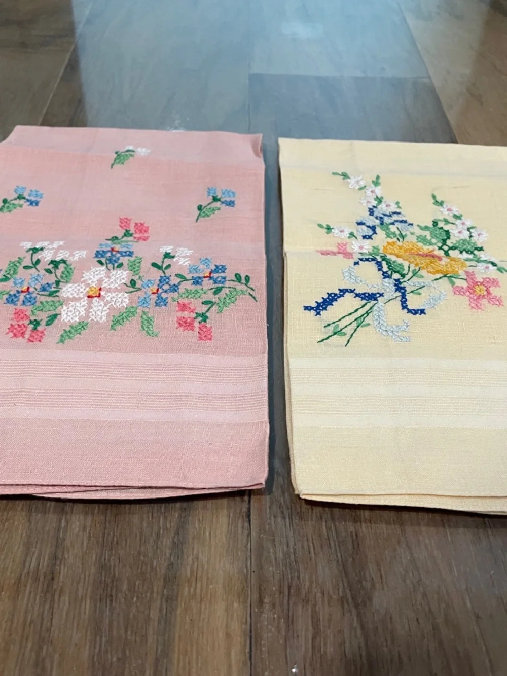 Vintage Hand-Embroidered Tea Towels